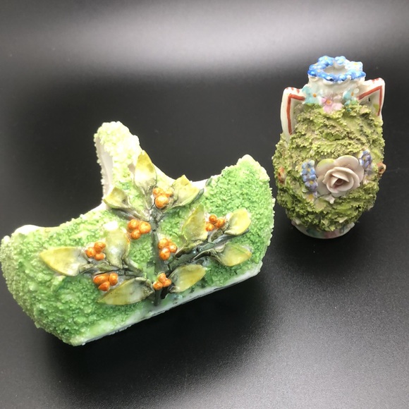 Two Elfinware & Mossesre Germany Small Miniature Double Handled Vase & Basket - Picture 2 of 16